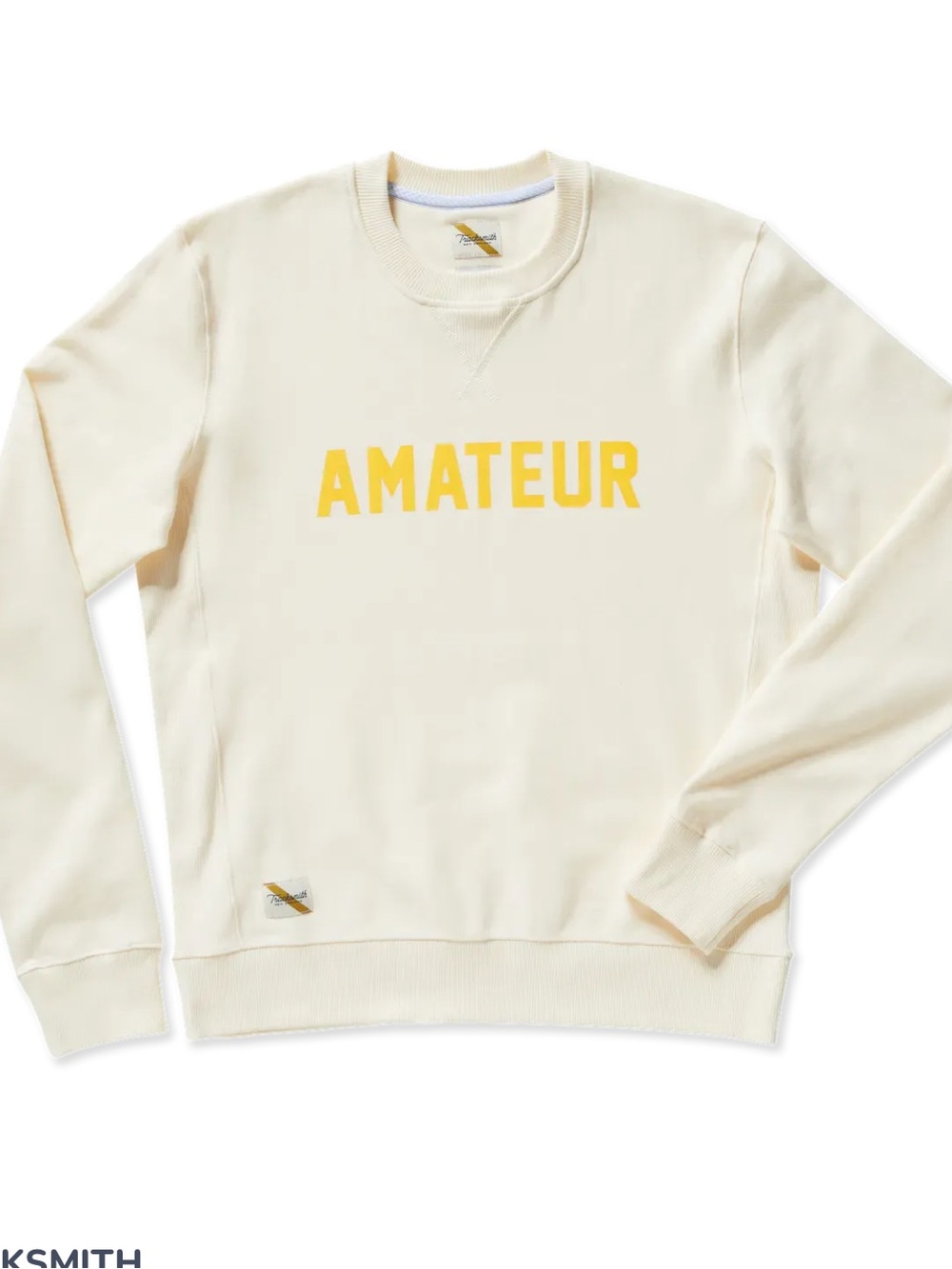 Tracksmith track house Cream 'AMATEUR' Crew Sweatshirt men’s Lg